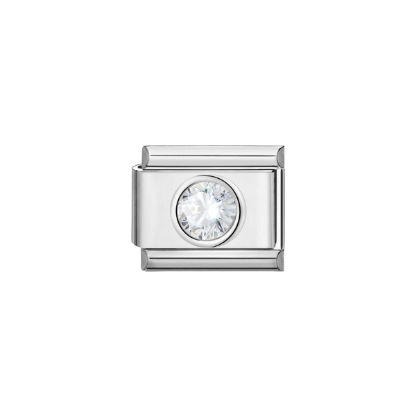 Italian Charm Rond Zirkonia Zilver - 1 Stuk
