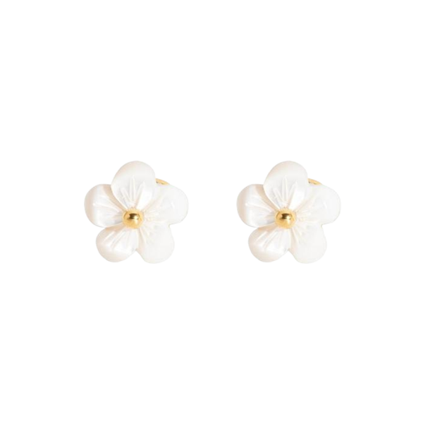 Oorbellen Stud White Flower