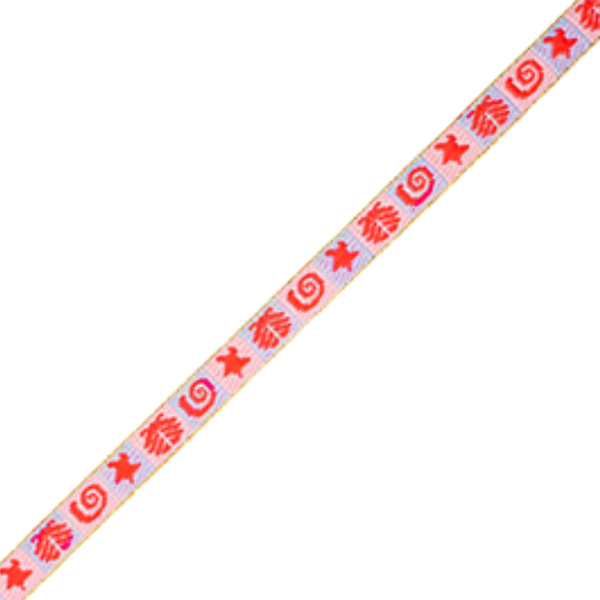 Lint Schelpjes Rood Roze - 1 meter