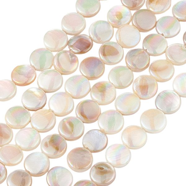 Schelp Kralen Disc 8mm Wit Beige - 20 stuks