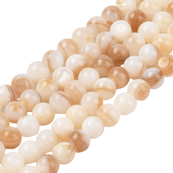 Schelp Kralen Rond 6mm Beige - 20 stuks