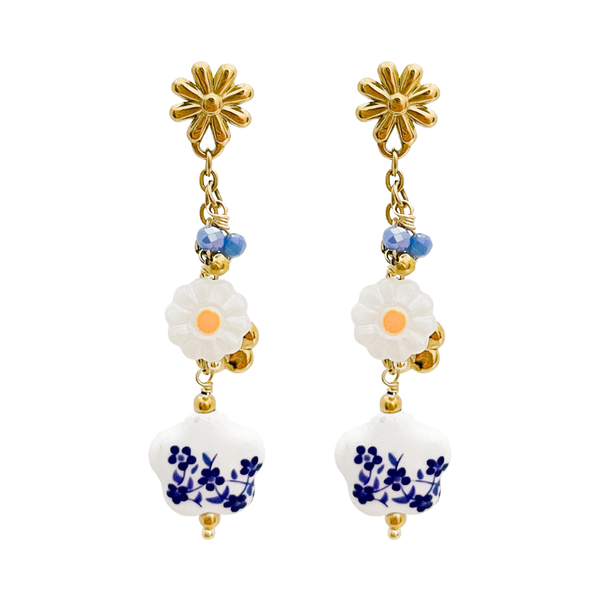 Oorbellen Stud Blue Flowers