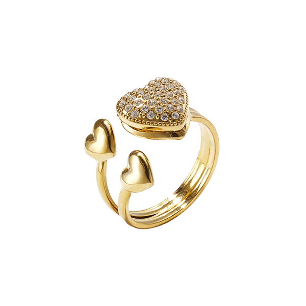Ring Triple Heart Sparkle