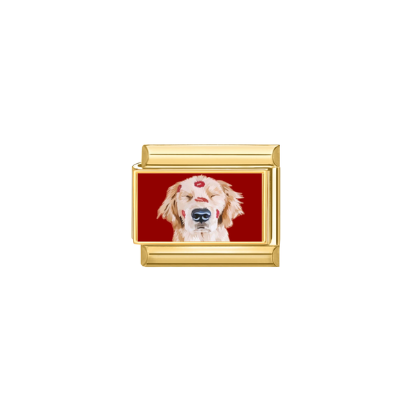 Italian Charm Hond Kusjes Rood Goud - 1 Stuk
