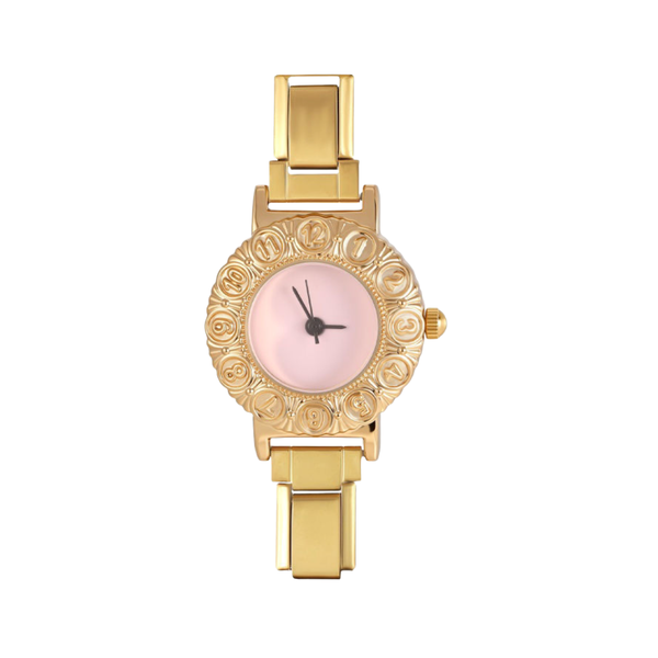 Italian Charm Horloge Link Rond Roze Goud - 1 Stuk