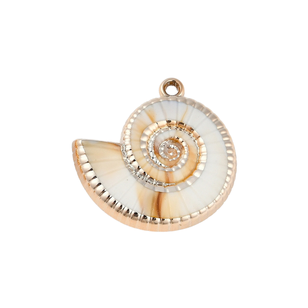 Statement Hanger Fossiel Schelp 3.4cm Beige Goud - 1 Stuk