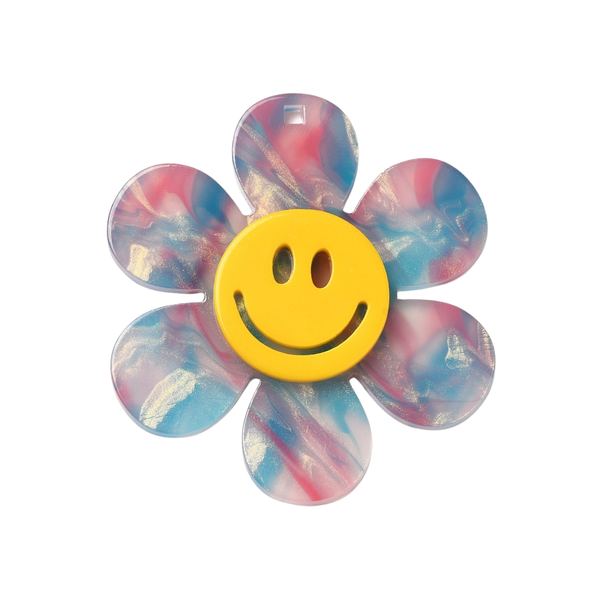 Statement Hanger Smiley Bloem 5.5cm Blauw - 1 Stuk
