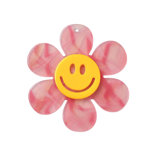 Statement Hanger Smiley Bloem 5.5cm Roze - 1 Stuk