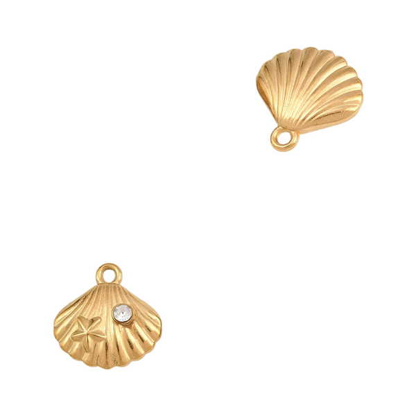 Bedel (Stainless Steel) Schelp Steentje 12mm Goud - 1 stuk