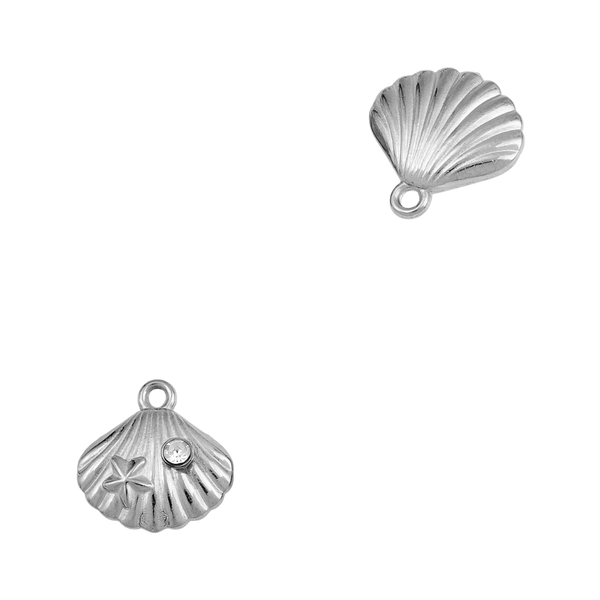 Bedel (Stainless Steel) Schelp Steentje 12mm Zilver - 1 stuk