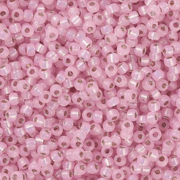 Miyuki Rocailles 8/0 Dyed Pink Silverlined Alabaster - 5 gram
