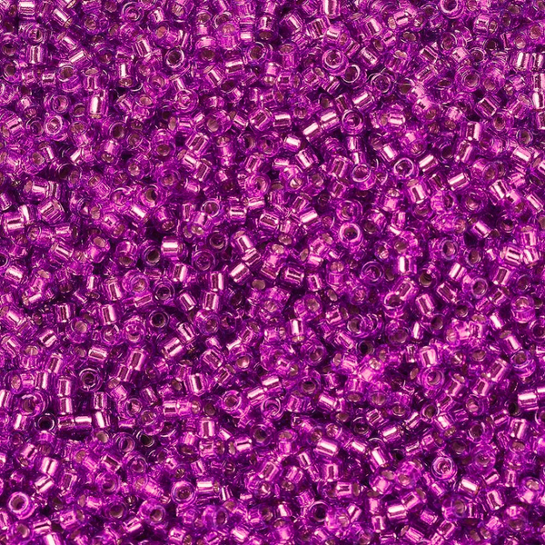 Miyuki Delica 11/0 Dyed Silver Lined Magenta - 3 gram