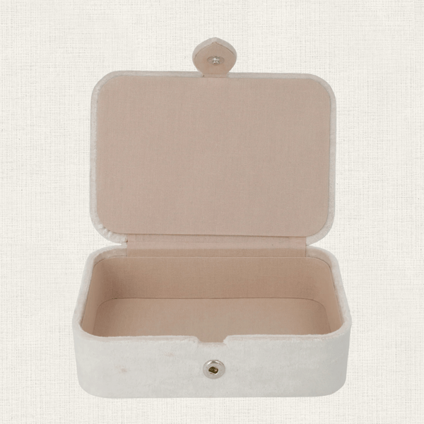 Opbergdoosje Velvet Met Bloemen Creme