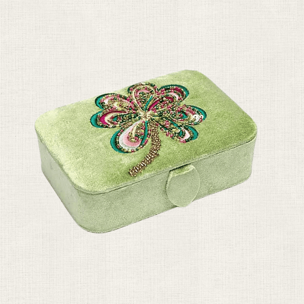 Opbergdoosje Velvet Klaver Licht Groen