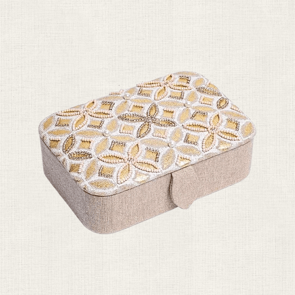 Opbergdoosje Linnen Bloemen Beige