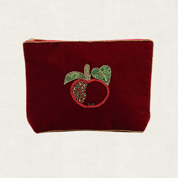 Make Up Tasje Velvet Appel - Rood