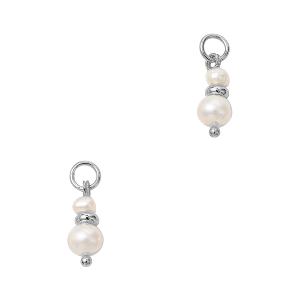 Bedel Twee Zoetwaterparels Met Buigring 14x5mm Zilver - 1 stuk
