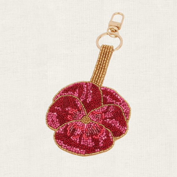 Sleutelhanger Kralen Hibiscus Bloem - Goud Roze