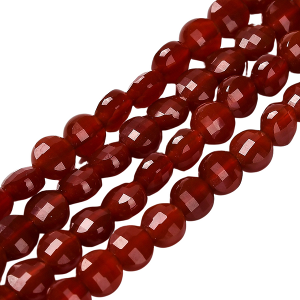 6mm Natuursteen Kraal Facet Disc Carnelian - 1 stuk