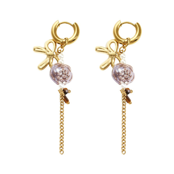 Oorbellen Hoop Purple Flower