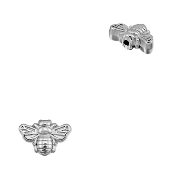 Metalen Kraal (Stainless steel) Bij 11x16.5mm Zilver - 1 stuk
