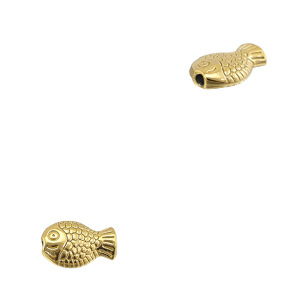 Metalen Kraal (Stainless steel) Vis 12.5x8.4mm Goud - 1 stuk