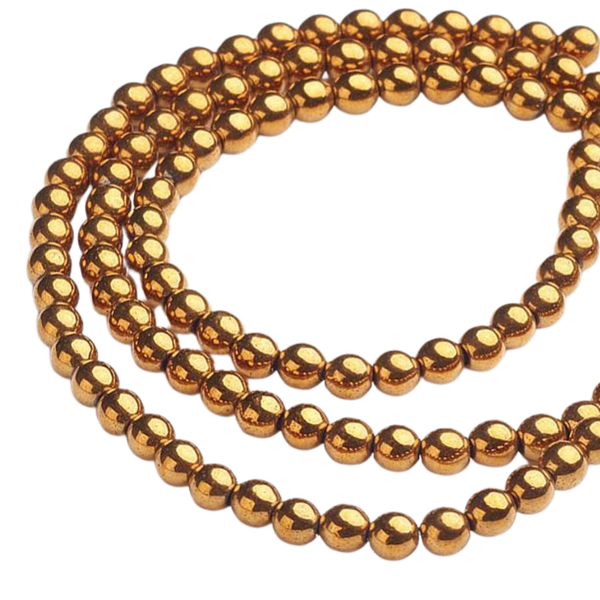 3mm Natuursteen kralen Hematiet Rond Goud - 20 stuks