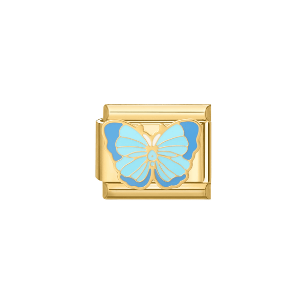 Italian Charm Blauwe Vlinder Goud - 1 Stuk