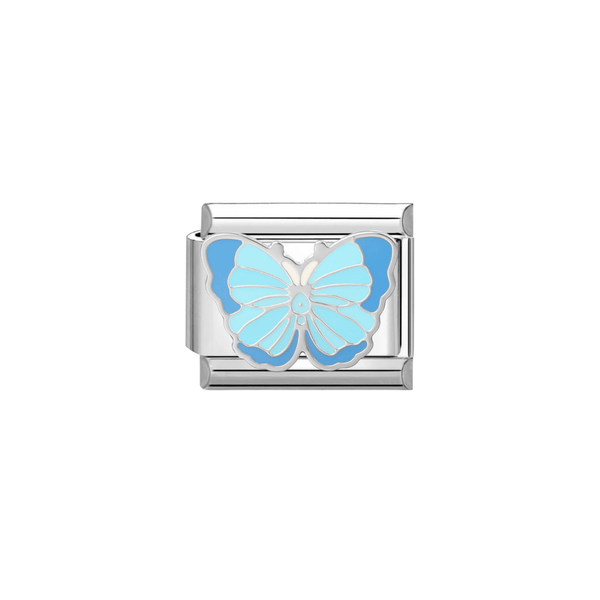 Italian Charm Blauwe Vlinder Zilver - 1 Stuk