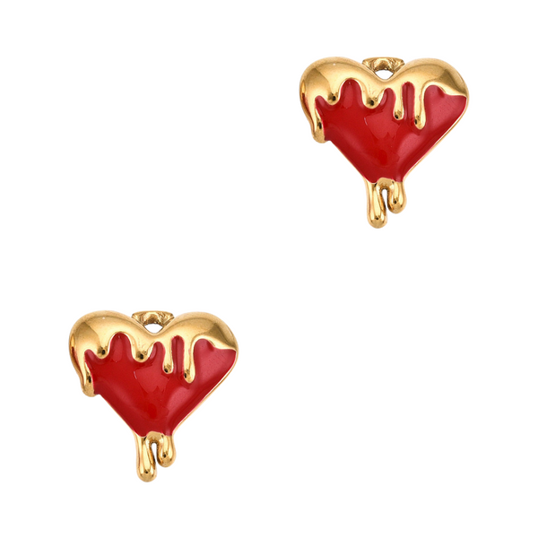 Bedel (Stainless steel) Gesmolten Hart Rood 17.5mm Goud - 1 stuk