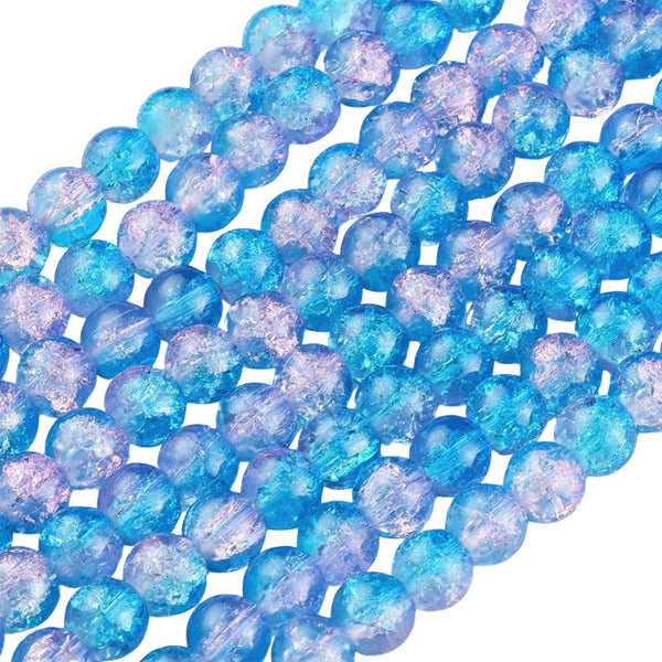 4mm Glaskralen Crackle Blauw Paars - 20 stuks