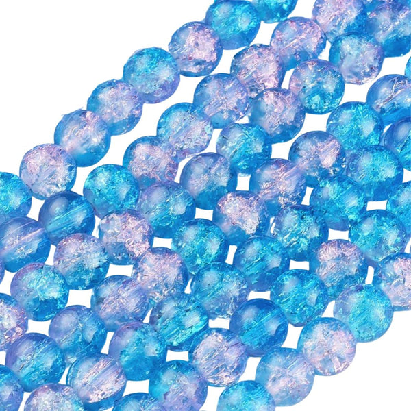 6mm Glaskralen Crackle Blauw Paars - 20 stuks