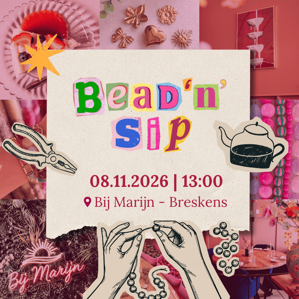 Bead'n' Sip | Hightea & Sieraden Workshop | 8-10-2026 13:00 uur | Bij Marijn - Breskens