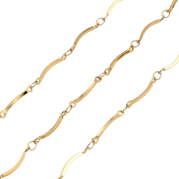 Jasseron (stainless steel) Curved Bar Link 15.5x1mm Goud (per 20cm)