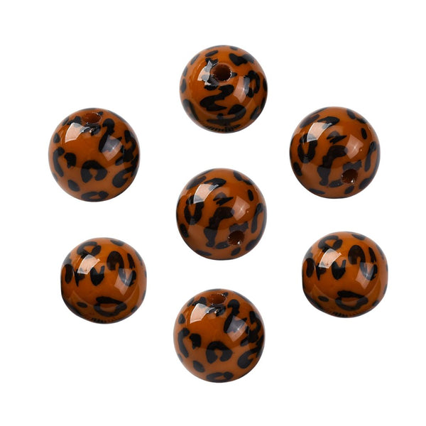 15mm Acryl Kralen Luipaard Bruin Zwart - 1 stuk