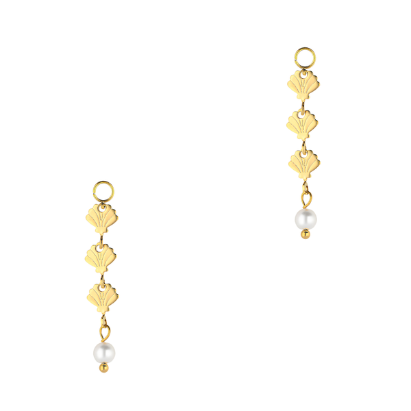 Bedel (Stainless Steel) Jasseron Schelpen Met Parel 35mm Goud - 1 stuk