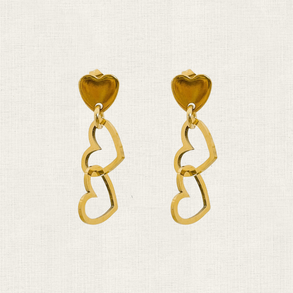 Oorbellen Stud Double Hearts