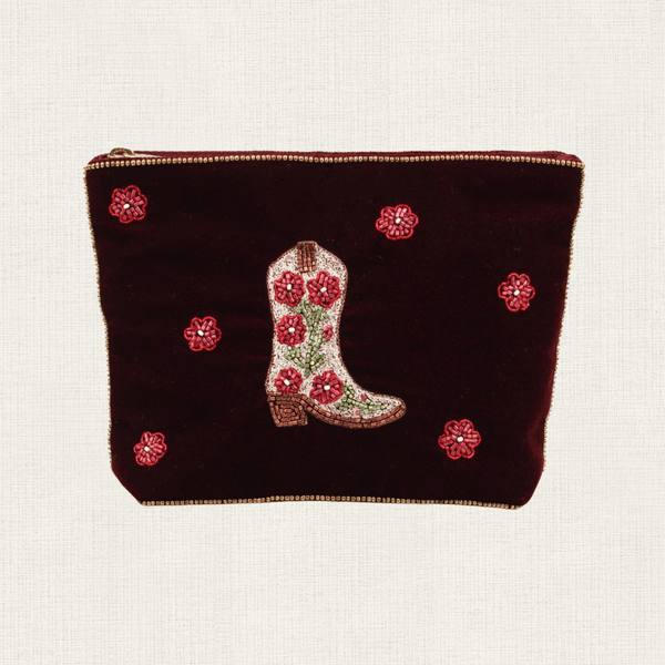 Make Up Tasje Velvet Cowboylaars - Zwart