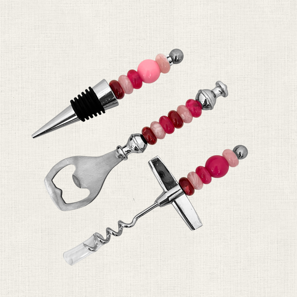 Wijnaccessoire Set Kralen - Roze