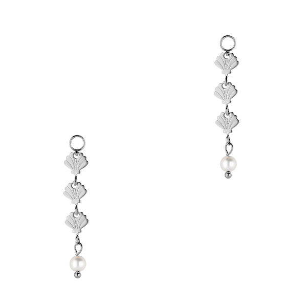 Bedel (Stainless Steel) Jasseron Schelpen Met Parel 35mm Zilver - 1 stuk