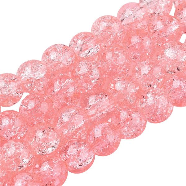 8mm Glaskralen Crackle Roze - 20 stuks