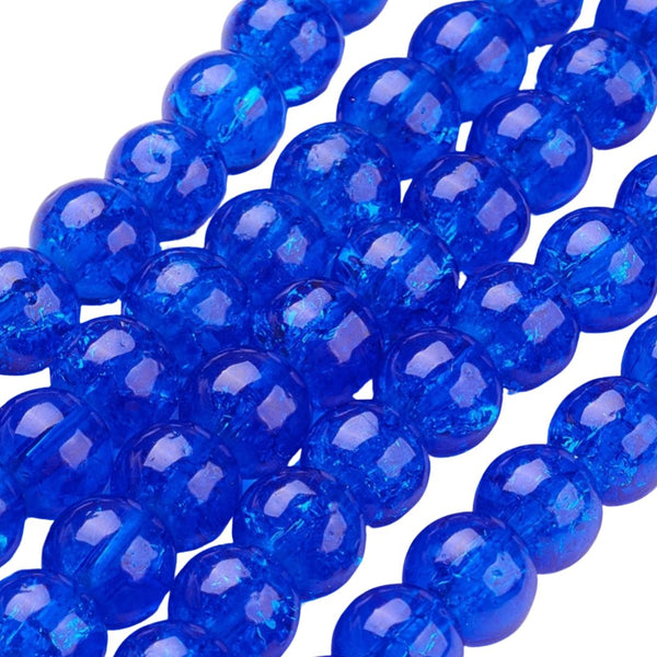 8mm Glaskralen Crackle Donker Blauw - 20 stuks