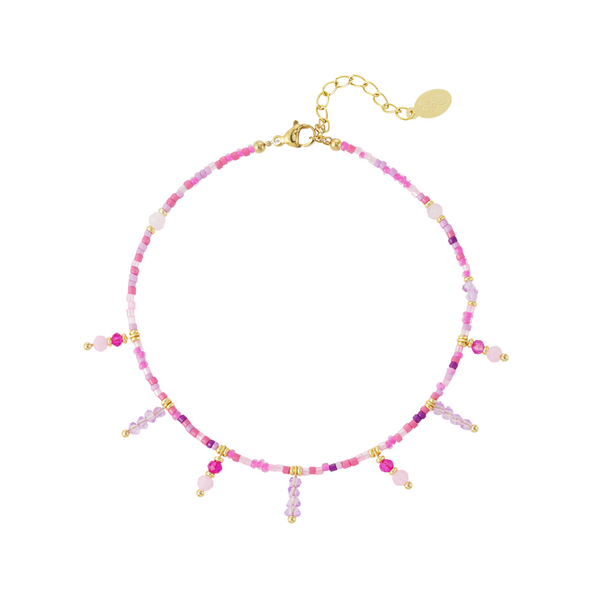 Enkelbandje Beaded Pendants Pink