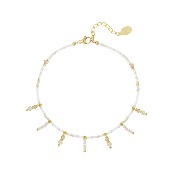 Enkelbandje Beaded Pendants White