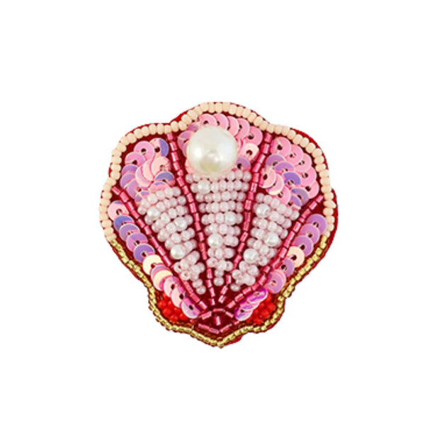 Broche Speld Kralen Schelp Roze - 1 Stuk