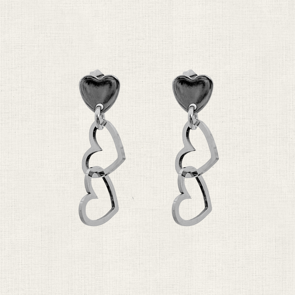 Oorbellen Stud Double Hearts