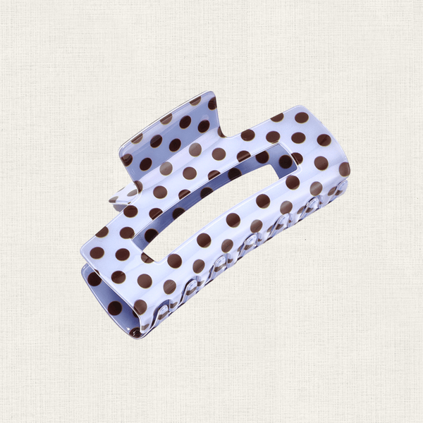 Haarclip Rectangle Polka Dot Blauw Bruin