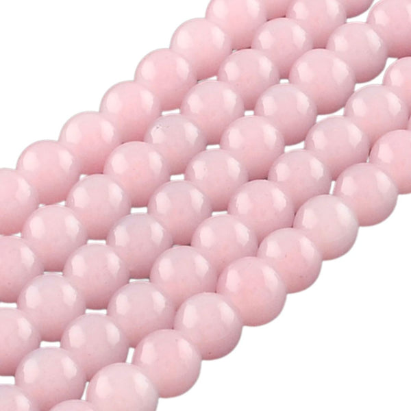 8mm Glaskralen Imitatie Jade Licht Roze - 20 stuks