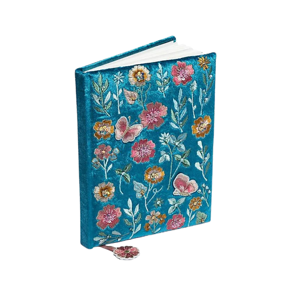 Notitieboek Velvet Blauw Bloemen