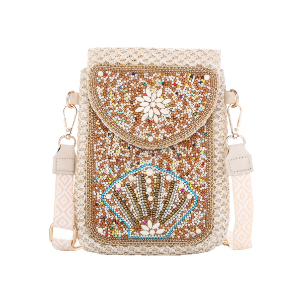 Telefoontasje Bohemian Beads Shell - Creme